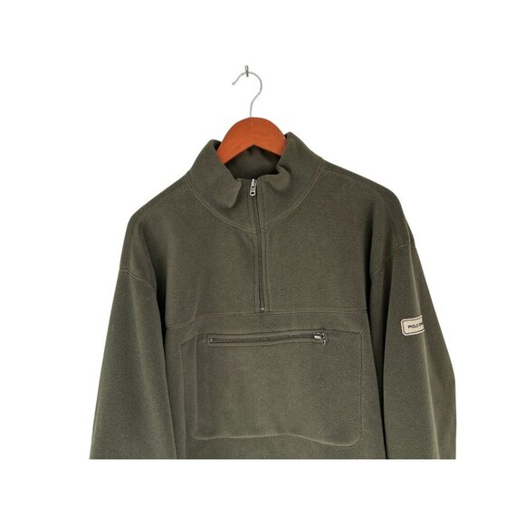 Polo Sport Ralph Lauren Mens Green Fleece Quarter-Zip Pullover Sweater With Fron - Picture 5 of 8